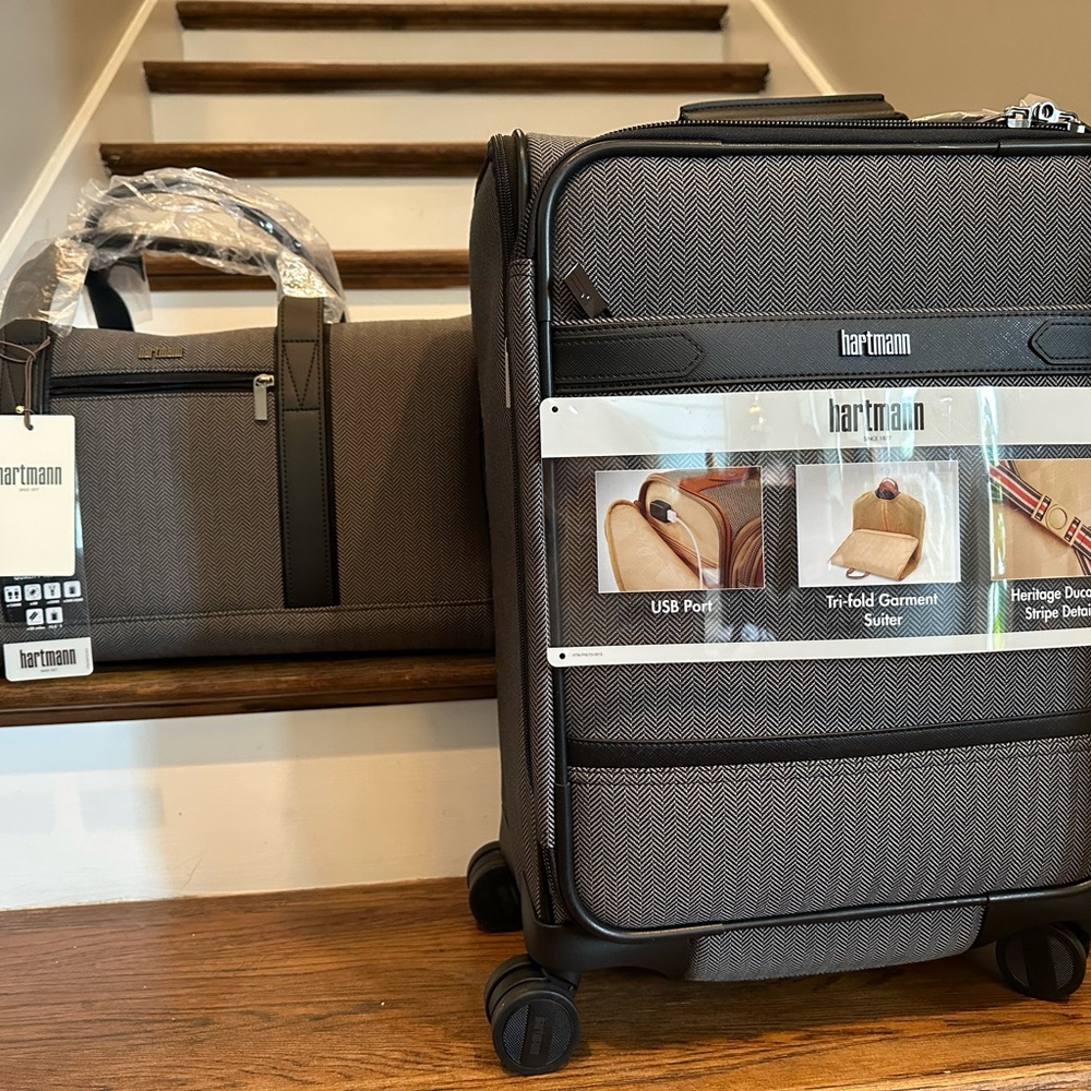 Brand New Hartmann Herringbone Carry-On and Weekender Duffel Bag